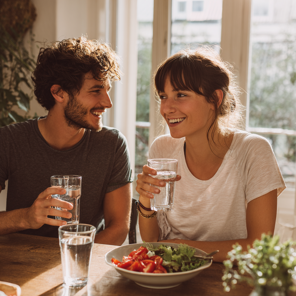 Happy Czech senior man in his 60s enjoying a protein-rich meal with fish and vegetables, showing vitality and satisfaction